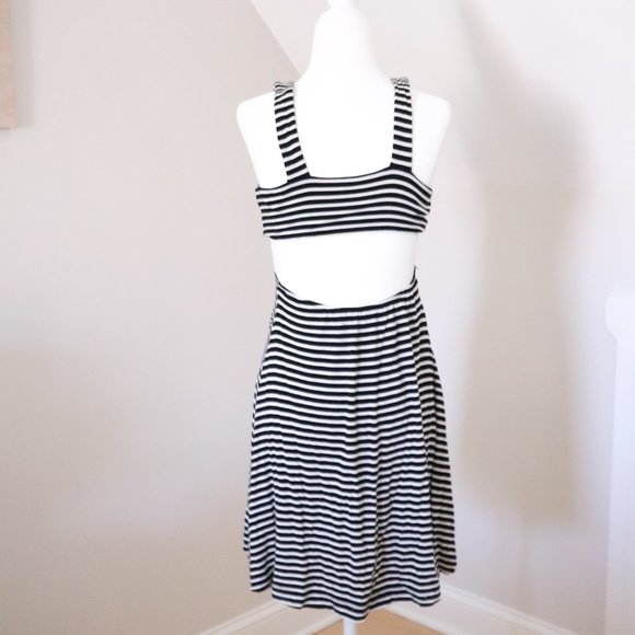 LOFT Beach Black Cutout Back Striped Dress XS - Picture 4 of 4